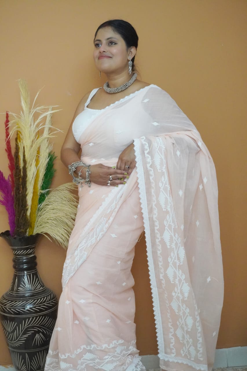 Srotashwani dhakai  pure mull saree