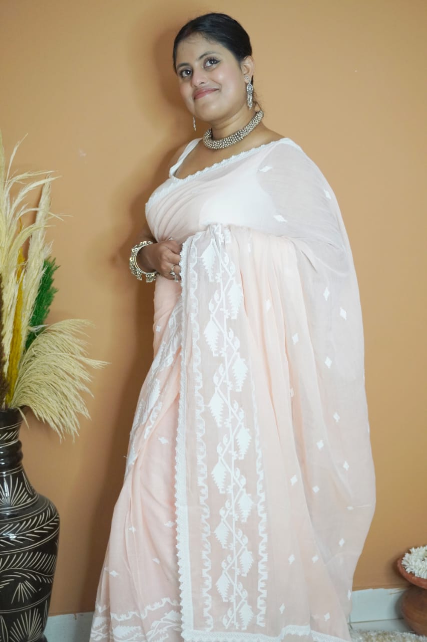 Srotashwani dhakai  pure mull saree