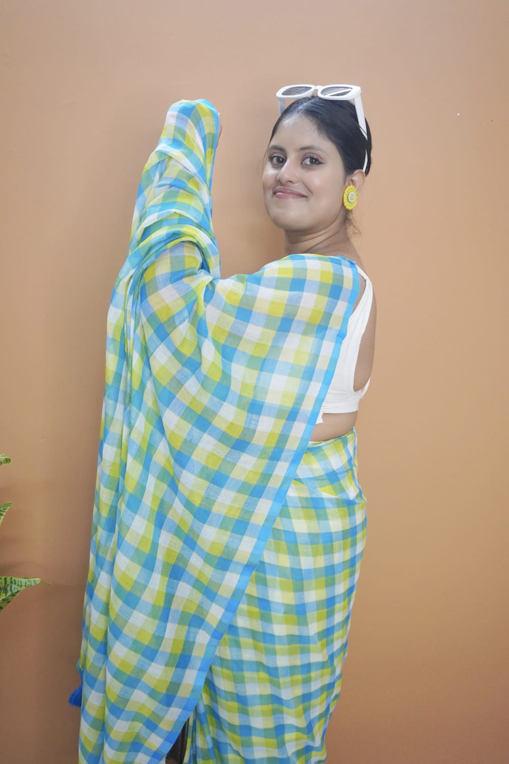 Gamchha striped pure mull cotton saree