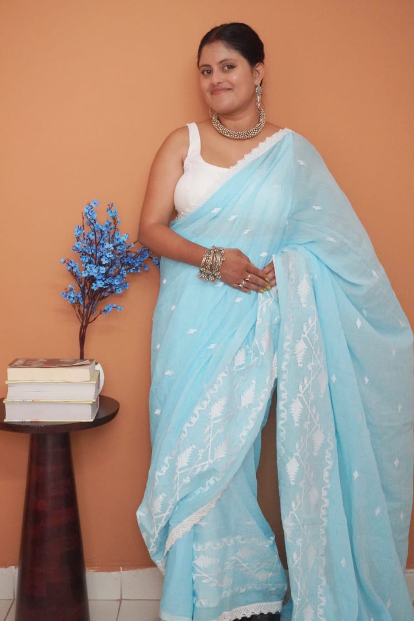Jalangi dhakai pure mull cotton saree